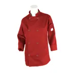 image of Mercer M60020RD2X Womens Chef Jacket 2X Red Long Sleeve 65/35 Poly‑Cotton Twill 8 Buttons