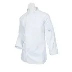 image of Mercer M60022WH3X Women's Chef Coat, 3X Large White Sleeve Twill, 8 Knot Buttons, Shoulder Pocket