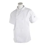 image of Mercer M60023WH1X Chef Jacket, Women Short Sleeve, White XL, 65/35 Poly-Cotton Twill, 8-Button Front