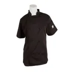 image of Mercer M60024BK1X Women's Chef Jacket, Short‑Sleeve, XLarge, Black 65/35 Poly‑Cotton Twill