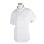 image of Mercer M60024WHS - Women’s Chef Jacket, Small White, Short‑Sleeve, 65/35 Poly‑Cotton Twill, 8 Buttons