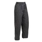 image of Mercer M60030BCSM Chef Pants, M 28" Inseam, 65/35 Poly/Cotton, Chalk Stripe, Loops Zipper, 3 Pockets