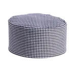 image of Mercer M60075HT Skull Cap, 65/35 Poly/Cotton Twill, Houndstooth Pattern, Velcro Closure - Chef Hat