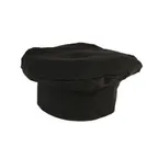 image of Mercer M60110BK Millennia Beret, Velcro Closure, 65/35 Poly/Cotton Twill, Black Chef Hat - 12" Fit