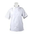 image of Mercer M60200WHM Cook Shirt – Medium 40‑42, White Poly/Cotton Poplin, Short‑Sleeve