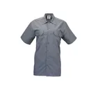 image of Mercer M60250GYS - Gray Small 32‑34 Cook Shirt, Short‑Sleeve, PolyCotton, Button Front Chest Pockets