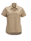 image of Mercer M60350KHXXS Metro Edge Women’s Cook Shirt, Khaki PolyCotton, XXS Short, Pocket W/ Pencil