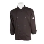image of Mercer M61010BK3X Unisex Chef Jacket, 3XL Black, LongSleeve, 65/35 Poly/Cotton, 8 Buttons, 30"