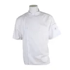 image of Mercer M61012WHM Unisex Chef Jacket, Short Sleeve, Medium, White Poly/Cotton Twill, 8-Button Front