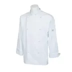 image of Mercer M61020WHXS Chef Jacket, XSmall White, Sleeve, 65/35 Poly/Cotton, 8‑Button Knot, Side Slits