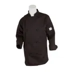 image of Mercer M61040BKXS Women's Chef Jacket, XSmall Black 65/35 Poly/Cotton Twill, Long Sleeve, 28" Length