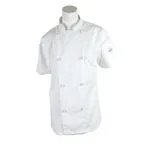 image of Mercer M61042WH1X Women's Chef Jacket, Short Sleeve, White 1X, Poly/Cotton Twill, 8 Knot Buttons