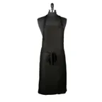 image of Mercer M61120BK Bib Apron – 33" x 23" Black, Adjustable Neck Strap, 65/35 Poly‑Cotton Twill, Pocket‑Free