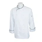 image of Mercer M62020WBXS Chef Jacket XSmall White with Black Piping Long-Sleeve Men 65/35 Poly/Cotton Twill