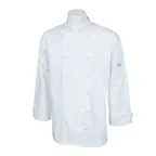 image of Mercer M62030WH8X Chef Coat - 8X White Unisex Long-Sleeve Jacket, Poly-Cotton Twill, Utility Pocket