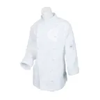 image of Mercer M62040WHXXS Women's Chef Coat, XXS White 65/35 Poly/Cotton Twill, Long Sleeve, Utility Pocket