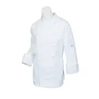 image of Mercer M62060WHS Women's Chef Jacket, Small White, Long‑Sleeve 28" Poly/Cotton Twill