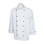 image of Mercer M62090WBXS Chef Jacket, XSmall White Long‑Sleeve Unisex, 65/35 Poly/Cotton Twill