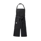 image of Mercer M63203BKD Bib Apron – 30" x 34" denim, 43" ties, adjustable neck strap, two large pockets, black, 100% cotton