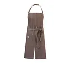 image of Mercer M63203BRN Bib Apron – 30" x 34", 43" split ties, adjustable neck strap, 2 large pockets, 100% cotton denim, brown