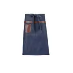 image of Mercer M63204DEN Waist Apron –21" x 26" Blue 100% Cotton Denim 2 Pockets Leather Pocket/Towel Holder