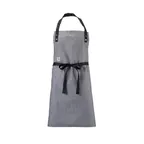 image of Mercer M63205GRY Bib Apron – 29¼" x 32" 100% cotton chambray, gray, 40" ties, adjustable neck strap, chest pocket