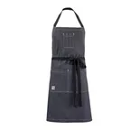 image of Mercer M63206DEN Bib Apron, 29.75" x 34" Charcoal Gray, 65/35 Poly‑Cotton, Adjust Straps, Large Pocket, Pencil Pocket