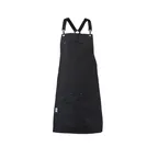 image of Mercer M63208BDBK Metro Edge® Bib Apron, 25" x 30½" Black Cotton Canvas, Leather Straps, Closures, 5 Pockets
