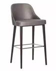 image of Original Wood Seating LUXE B ALYSSA GR8 Upholstered Bar Stool with Curved Back and Wood Frame