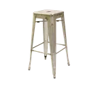 image of Original Wood Seating M11B Backless Bar Stool, Steel Seat, Steel Frame, Footrest, Bright Silver
