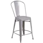 image of Original Wood Seating M11FB Armless Fan Back Bar Stool, Steel Seat, Steel Frame, Footrest, Bright Silver