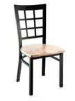 image of Original Wood Seating M33 SW Solid Wood Seat Metal Grid Back Restaurant Chair