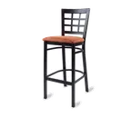 image of Original Wood Seating M33B GR9 Armless Bar Stool, Upholstered Seat, Black Powder Coat, Grade 9 Upholstery