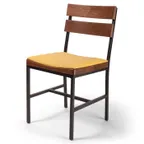image of Original Wood Seating M40 GR7 Kuma Side Chair, 2-Piece Ash Wood Ladder Back, Upholstered Seat, Square Box Metal Frame