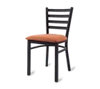 image of Original Wood Seating M45 P7/COM Ladder Back Side Chair, Upholstered Seat, Black Powder Coat