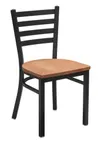 image of Original Wood Seating M45 SW Ladder Back Side Chair, Solid Wood Seat, Welded Metal Frame, Black Powder Coat Finish