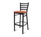 image of Original Wood Seating M45B P7/COM Armless Ladder Back Bar Stool, Upholstered Seat, Black Powder Coat