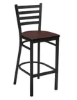 image of Original Wood Seating M45B SW Armless Ladder Back Bar Stool, Solid Wood Seat, Black Powder Coat Metal Frame
