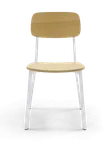image of Original Wood Seating M54-WHT-N Canal Stacking Side Chair, Wood Back & Seat, White Frame