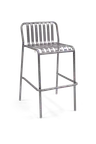 image of Original Wood Seating SOL B Aluminum Stacking Outdoor Bar Stool, Metal Seat, Slat Back, Anthracite Finish