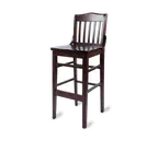 image of Original Wood Seating W35B SW Armless European Beech Wood Bar Stool with Footrest