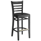 image of Original Wood Seating W41B SW Armless Ladder Back Bar Stool, European Beech Wood Frame, Solid Wood Seat, Footrest