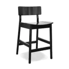 image of Original Wood Seating W44B SW Armless European Beech Wood Bar Stool with Wood Back and Upholstered Seat