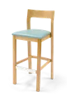 image of Original Wood Seating W48B GR8 Armless European Beech Wood Bar Stool with Upholstered Seat