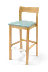 image of Original Wood Seating W48B GR9 Armless European Beech Wood Bar Stool with Upholstered Seat