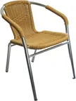 image of Atlanta Booth & Chair A024 Patio Arm Chair, Woven Rattan Seat & Back, Aluminum Frame