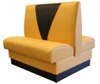 image of Atlanta Booth & Chair BV-C42300 3/4 Circle Upholstered Booth, 48x90x90x48, V-Back, Black Vinyl Kick Base