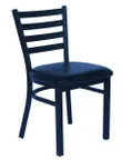 image of Atlanta Booth & Chair M101 Ladder Back Metal Chair, Black Textured Frame, Wood Seat