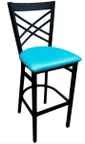 image of Atlanta Booth & Chair M102BS Bar Stool, Double X-Back, Wood Seat, Black Metal Frame, Footrest, Specify Upholstery