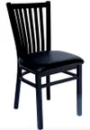 image of Atlanta Booth & Chair M103 Slat Back Metal Chair, Black Textured Frame, Wood Seat, ABC Standard Vinyl